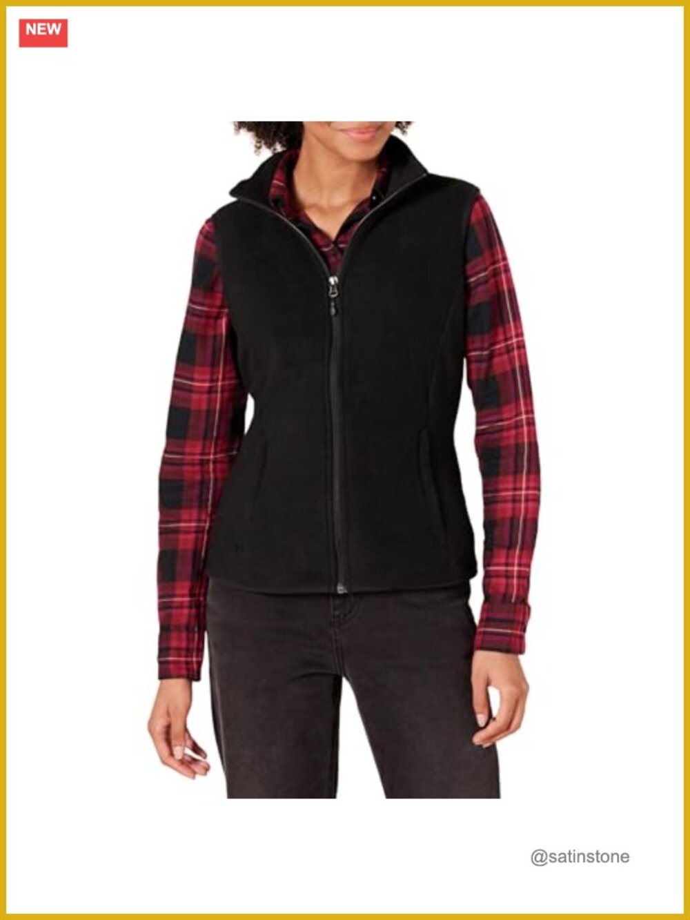 Women's Classic Fit Sleeveless Polar Fleece Vest with Zip Pockets